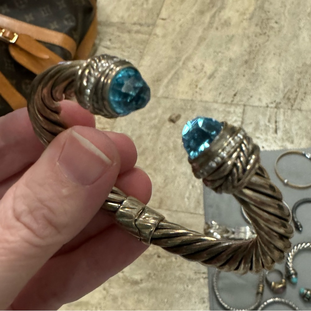 David Yurman blue topaz hinged cuff bracelet